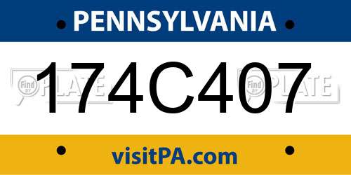 174C407 Pennsylvania License Plate