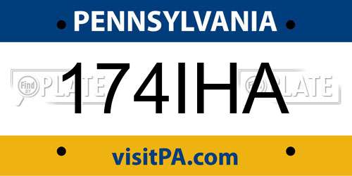 174IHA Pennsylvania License Plate