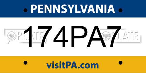 174PA7 Pennsylvania License Plate