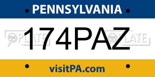 174PAZ Pennsylvania License Plate