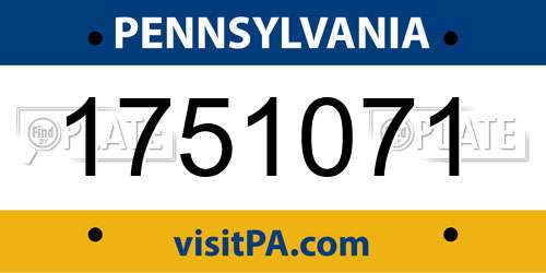 1751071 Pennsylvania License Plate