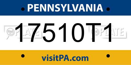 17510T1 Pennsylvania License Plate