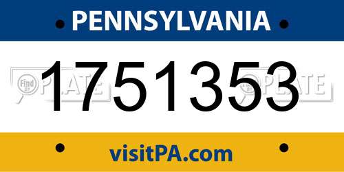 1751353 Pennsylvania License Plate