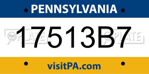 17513B7 Pennsylvania License Plate