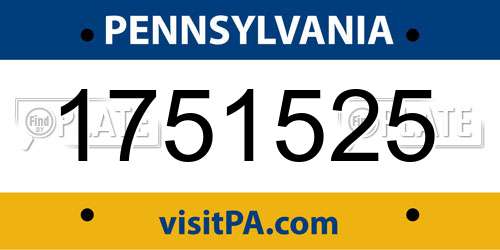 1751525 Pennsylvania License Plate