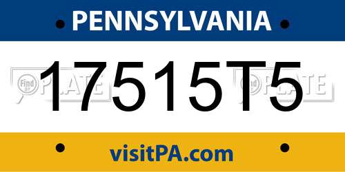 17515T5 Pennsylvania License Plate