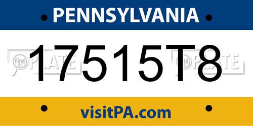 17515T8 Pennsylvania License Plate