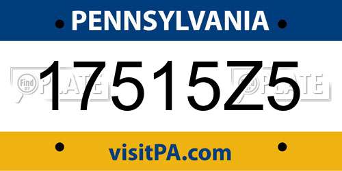 17515Z5 Pennsylvania License Plate