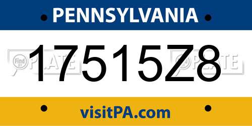 17515Z8 Pennsylvania License Plate