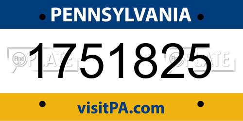 1751825 Pennsylvania License Plate