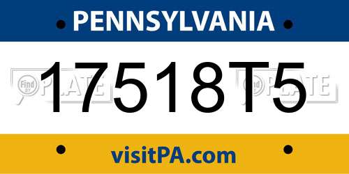 17518T5 Pennsylvania License Plate