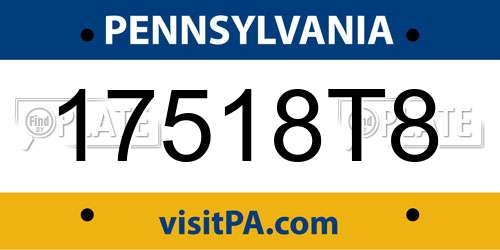 17518T8 Pennsylvania License Plate