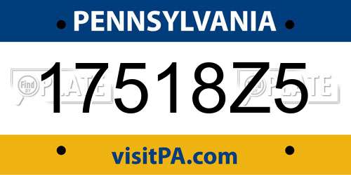 17518Z5 Pennsylvania License Plate
