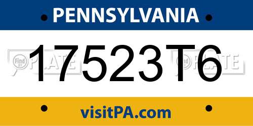 17523T6 Pennsylvania License Plate