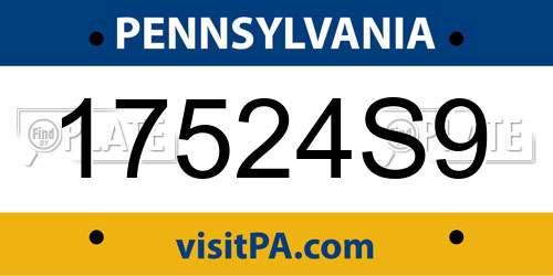 17524S9 Pennsylvania License Plate