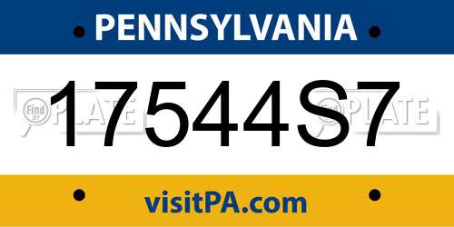 17544S7 Pennsylvania License Plate