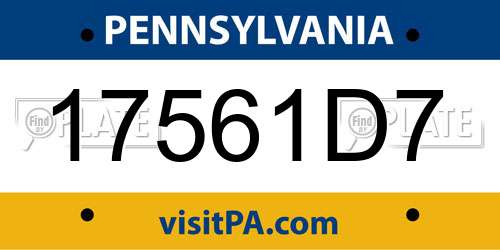 17561D7 Pennsylvania License Plate