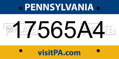 17565A4 Pennsylvania License Plate