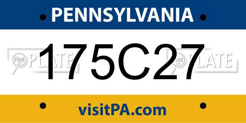 175C27 Pennsylvania License Plate