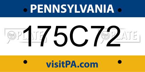 175C72 Pennsylvania License Plate