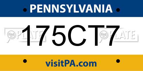 175CT7 Pennsylvania License Plate