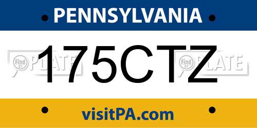 175CTZ Pennsylvania License Plate