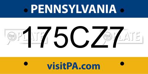 175CZ7 Pennsylvania License Plate