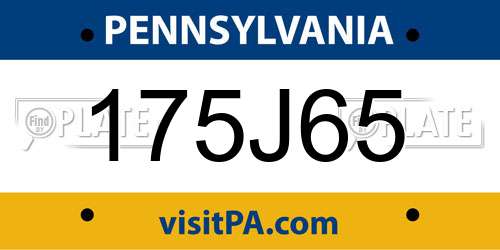 175J65 Pennsylvania License Plate