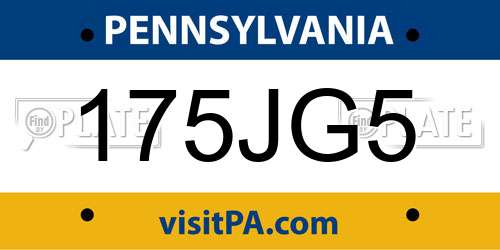 175JG5 Pennsylvania License Plate