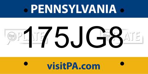 175JG8 Pennsylvania License Plate