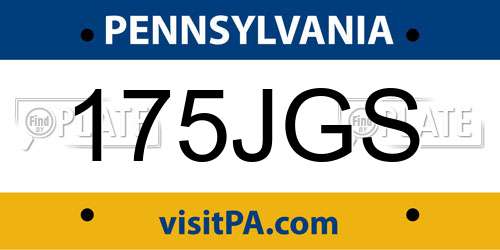 175JGS Pennsylvania License Plate