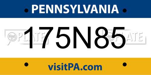 175N85 Pennsylvania License Plate