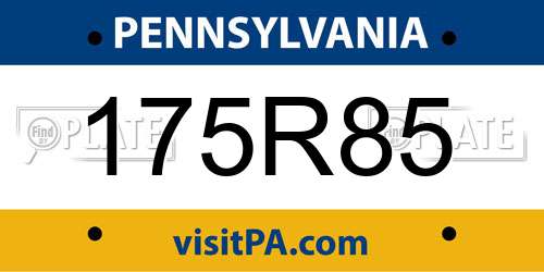 175R85 Pennsylvania License Plate