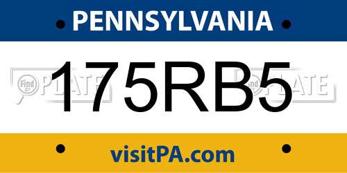 175RB5 Pennsylvania License Plate