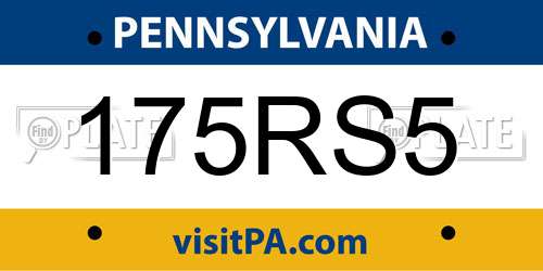 175RS5 Pennsylvania License Plate