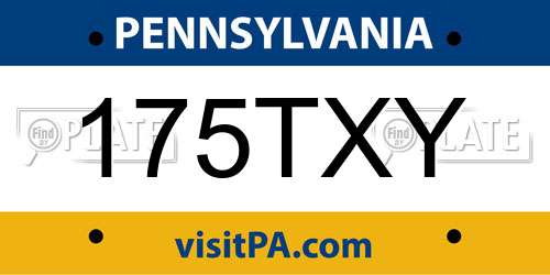 175TXY Pennsylvania License Plate