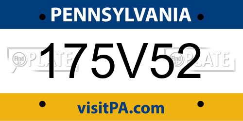 175V52 Pennsylvania License Plate