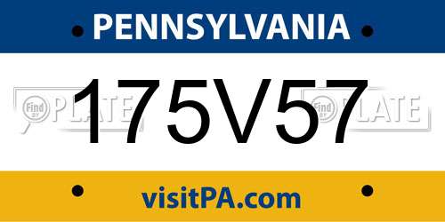 175V57 Pennsylvania License Plate
