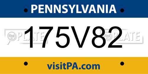 175V82 Pennsylvania License Plate