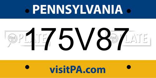 175V87 Pennsylvania License Plate