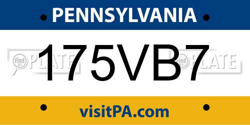 175VB7 Pennsylvania License Plate