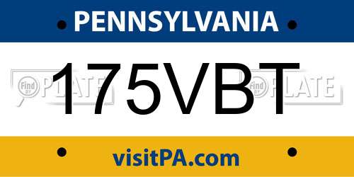 175VBT Pennsylvania License Plate
