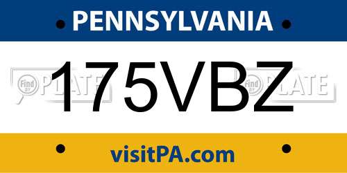 175VBZ Pennsylvania License Plate