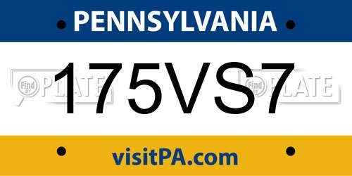175VS7 Pennsylvania License Plate