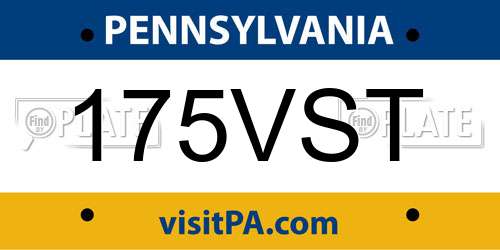 175VST Pennsylvania License Plate