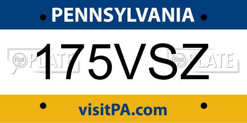 175VSZ Pennsylvania License Plate