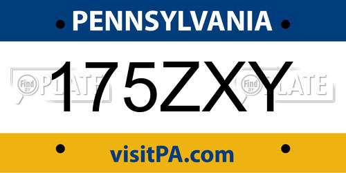 175ZXY Pennsylvania License Plate