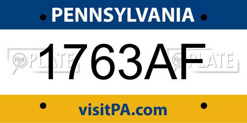 1763AF Pennsylvania License Plate