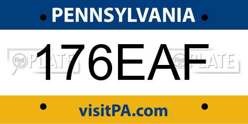 176EAF Pennsylvania License Plate