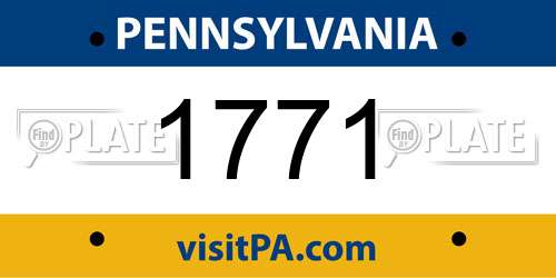 1771 Pennsylvania License Plate